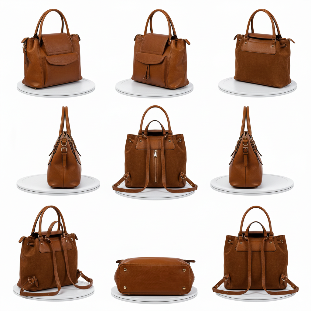 Morimi Leather Handbag Bucket Backpack Brown