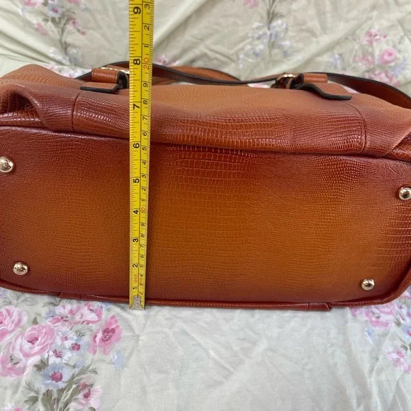 Vicenzo Italy Burnished Tan Leather Satchel Bag