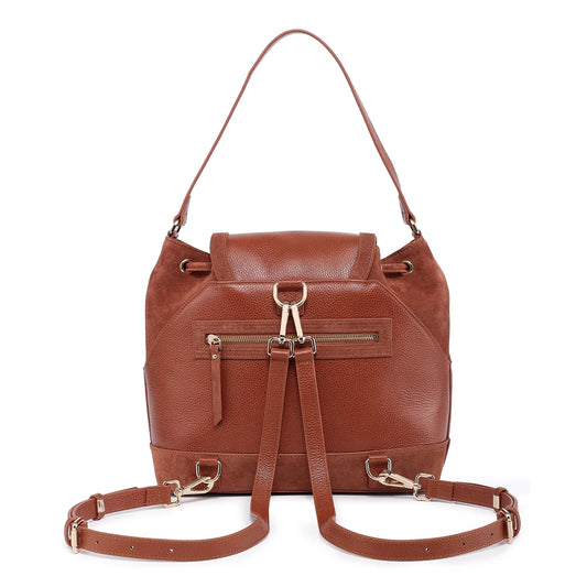 Morimi Leather Handbag Bucket Backpack Brown