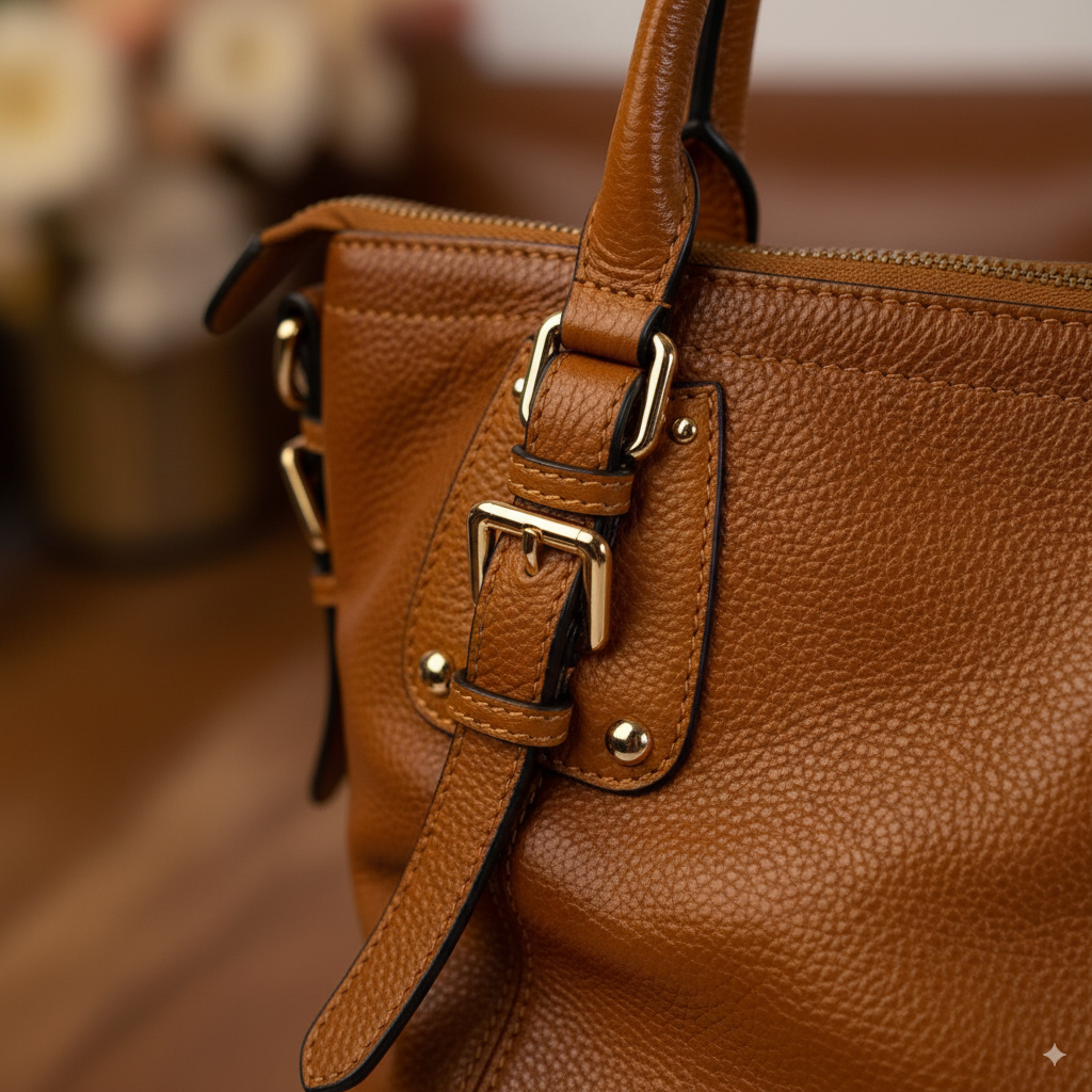 Brown Pebbled Leather Handbag Purse Shoulder Bag Satchel