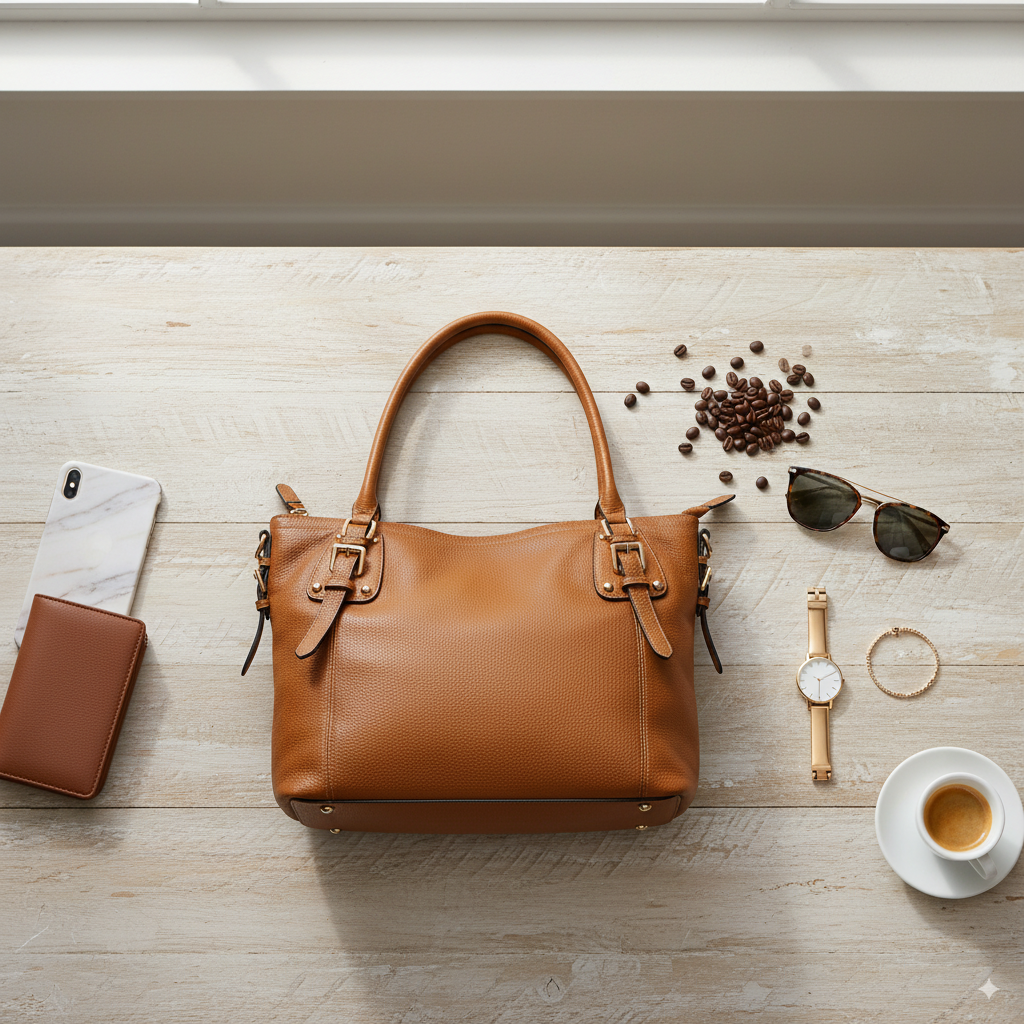 Brown Pebbled Leather Handbag Purse Shoulder Bag Satchel