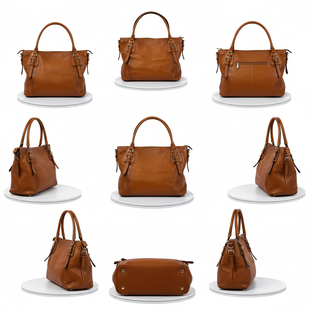 Brown Pebbled Leather Handbag Purse Shoulder Bag Satchel