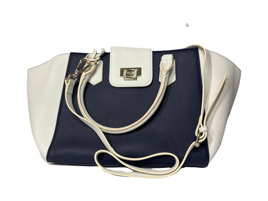 Vicenza Italian leather Blue and White hand bag Tote