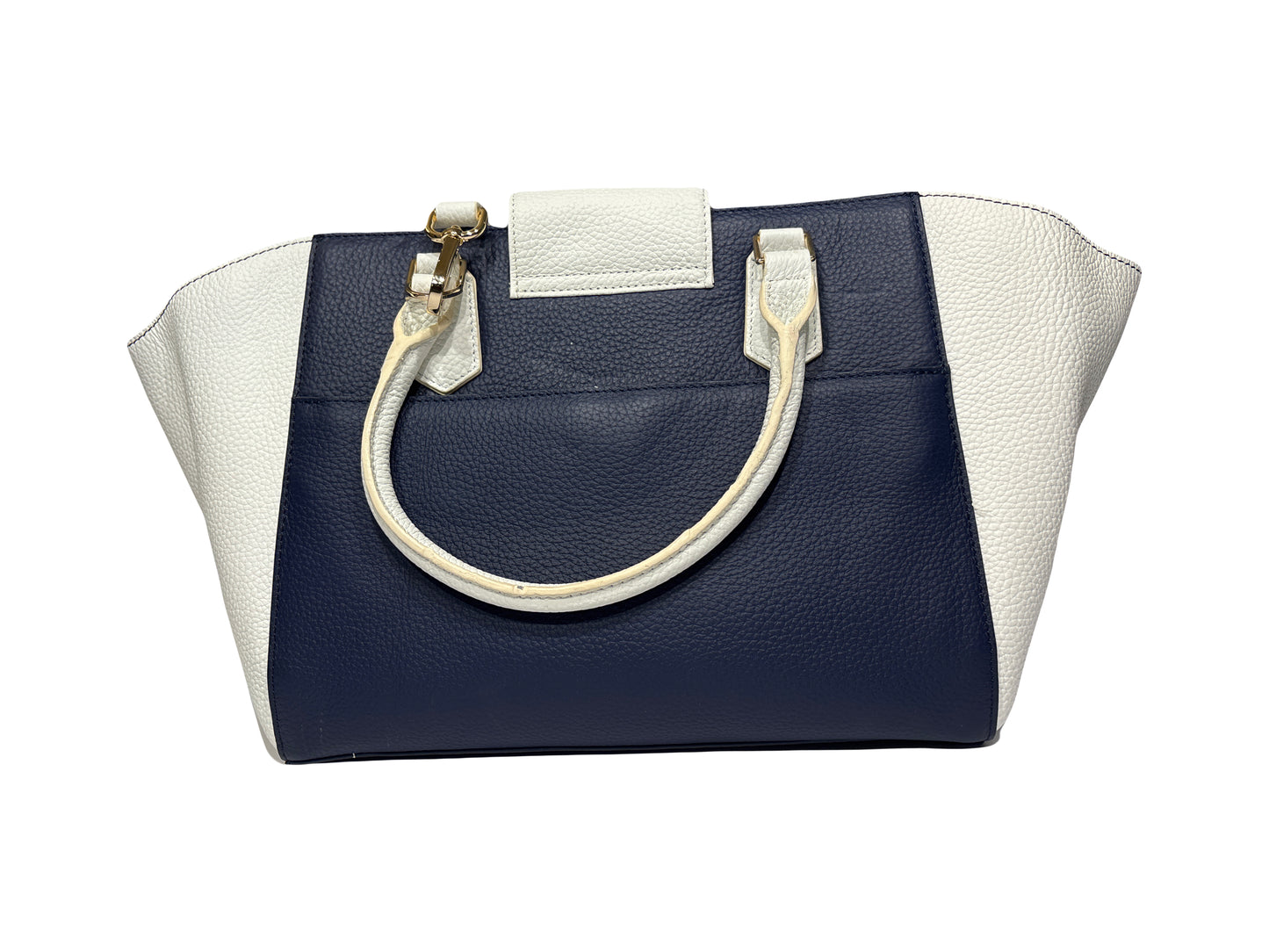 Vicenza Italian leather Blue and White hand bag Tote